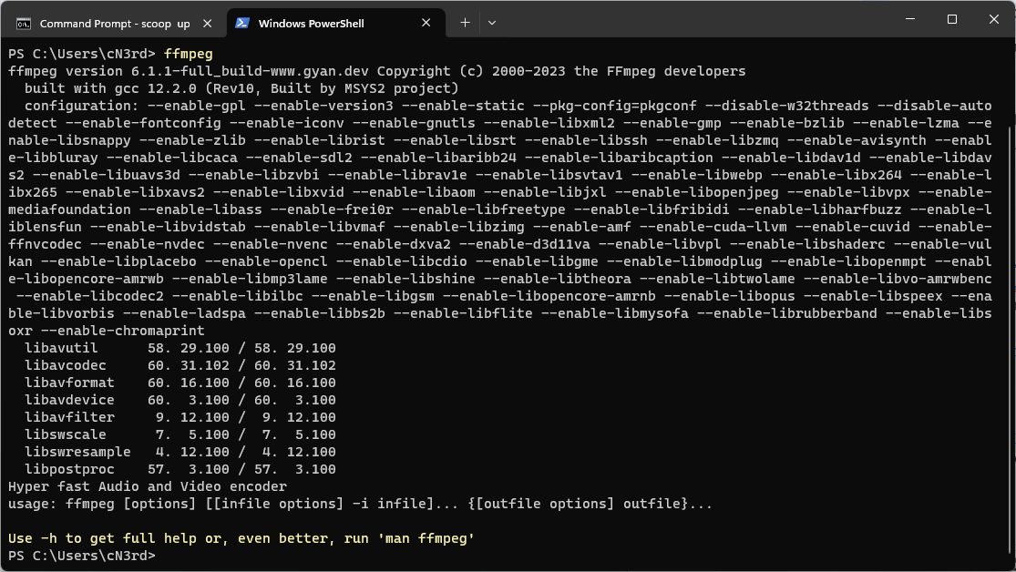 ffmpeg ב-powershell